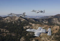 F-15 Eagle and A-10 Thunderbolt formation flying over Central Idaho.
