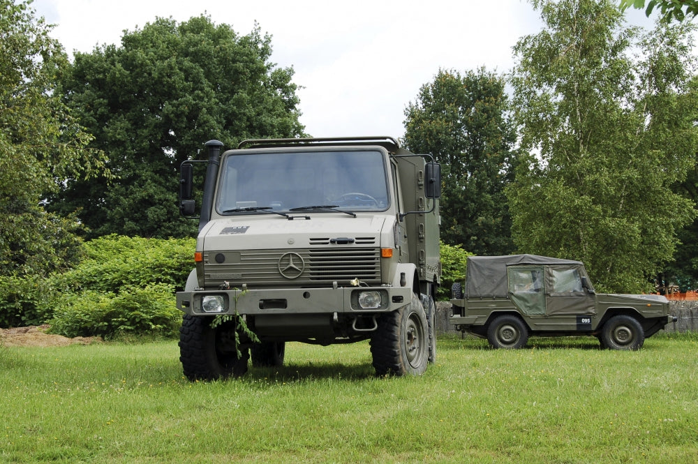Unimog Truck of the Belgian Army Poster Print showcasing military vehicle