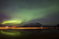 Aurora Borealis over Nares Lake Poster Print showcasing vibrant natural colors.