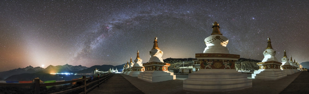 The Night Sky Over a Buddhist Shrine in Yunnan Poster Print by Jeff Dai