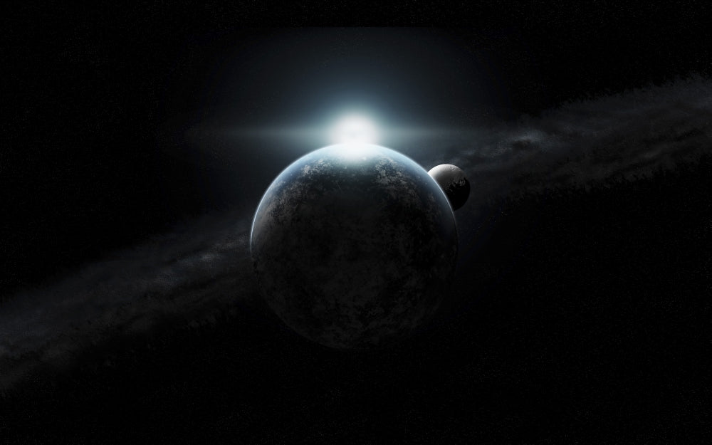 Dawn Breaks on an Alien Planet Poster Print displaying an alien landscape at dawn.