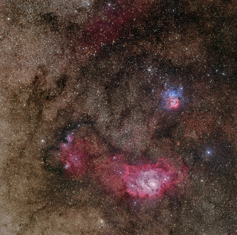Lagoon Nebula and Trifid Nebula Poster Print from Sagittarius Constellation