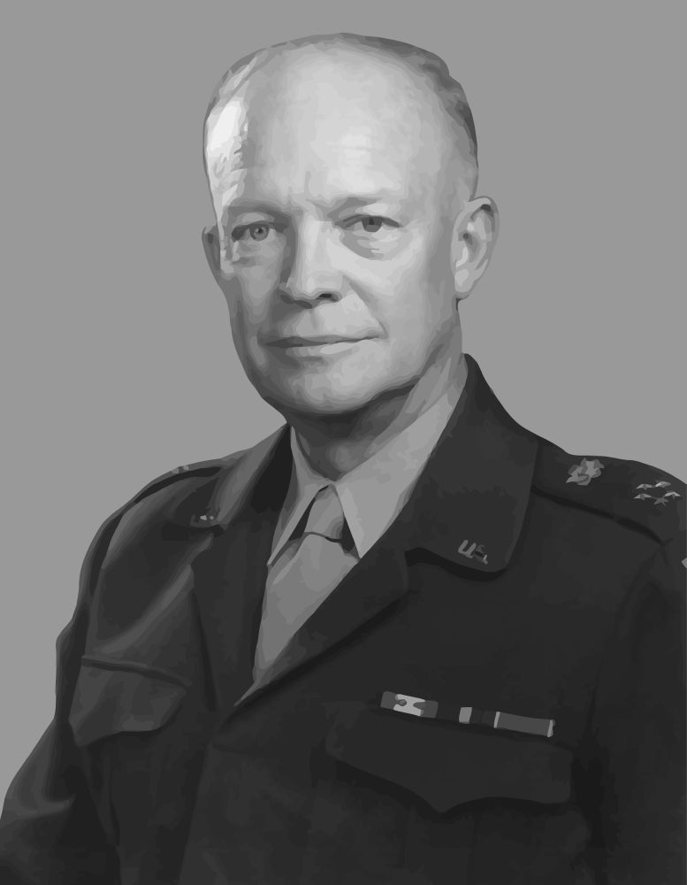 Digitally restored vector portrait of Dwight D. Eisenhower poster print.