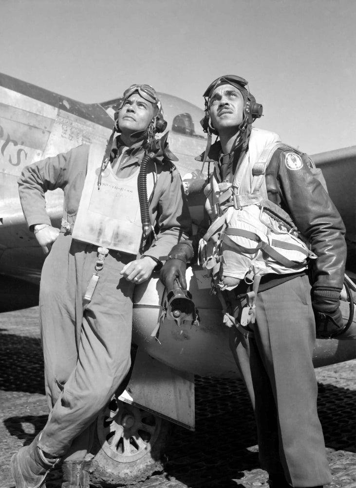 Tuskegee Airmen P-51D Aircraft Poster Print featuring Benjamin O. Davis and Edward C. Gleed