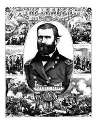 Vintage Civil War poster of General Ulysses S. Grant in military uniform.