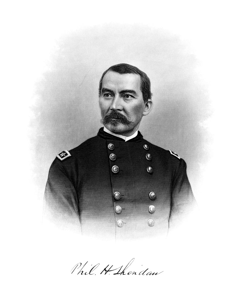 Vintage Civil War Print of General Philip Sheridan with his signature