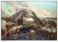 Civil War print of the Union Army capturing Fort Fisher.