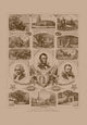 Vintage American history print featuring Presidents Grant, Lincoln, and Washington.