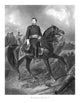Vintage Civil War print featuring Union General George McClellan on horseback