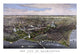 Vintage birds-eye view print of Washington D.C. from the Potomac River.