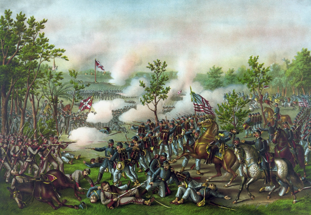 Vintage American Civil War Print of The Battle of Atlanta showing General McPherson's death