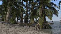 A Family of Utahraptors Along the Shoreline Poster Print