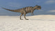Ceratosaurus walking across a barren landscape poster print