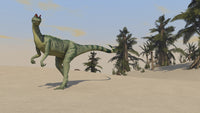 Dilophosaurus hunting for its next meal poster print