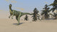 Dilophosaurus hunting for its next meal poster print