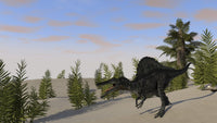 Spinosaurus hunting for its next meal poster print