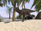 Majungasaurus running across a tropical landscape poster print