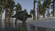 Brachytrachelopan Walking Along Shallow Water Poster Print