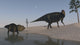 Udanoceratops and Shuangmiaosaurus Shoreline Poster Print