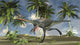 Gigantoraptor Running Poster Print showcasing a dynamic dinosaur in motion.