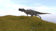 Ceratosaurus running across a grassy field poster print