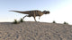 Ceratosaurus running across a barren landscape poster print