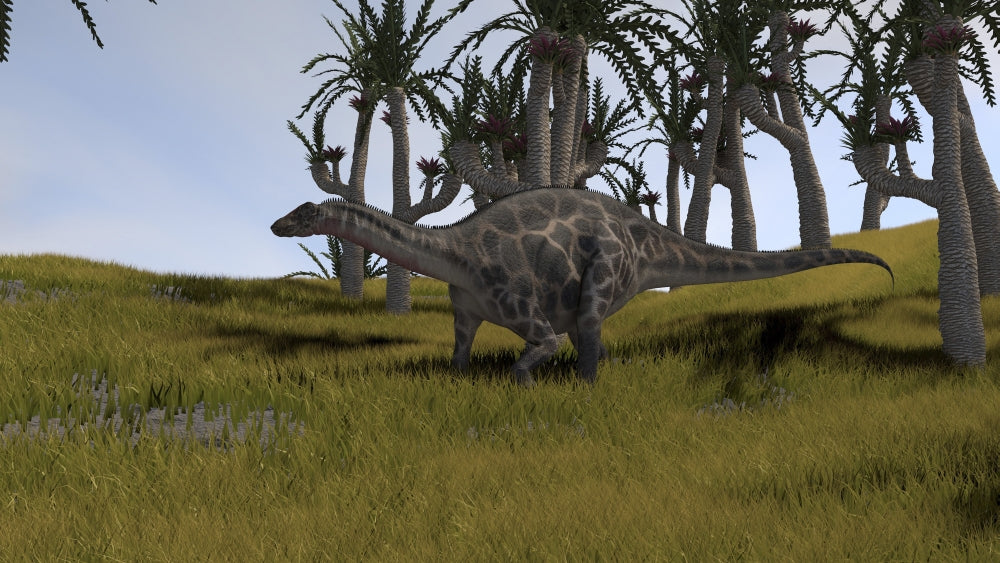 Dicraeosaurus in a savanna landscape poster print.