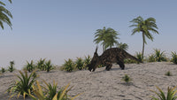 Brown Einiosaurus Poster Print in Prehistoric Environment
