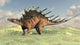 Kentrosaurus walking across a barren landscape poster print.