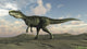 Monolophosaurus walking across desert terrain poster print