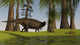Shuangmiaosaurus dinosaur grazing in a swamp poster print.