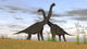 Two Brachiosaurus in prehistoric grasslands poster print