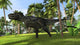 Tyrannosaurus Rex hunting in a tropical landscape poster print.