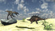 Confrontation Between a Utahraptor and Kentrosaurus Poster Print