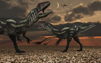 Allosaurus dinosaurs poster print focused on giant sauropods.