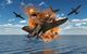 German Heinkel Bomber crashing into the English Channel poster print