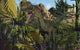 Dilophosaurus Carnivorous Poster Print in a Jurassic forest.
