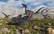 Velociraptors attacking Protoceratops poster print from the Cretaceous Era