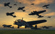 German Heinkel Bombers Taking Off Poster Print showcasing WWII aviation