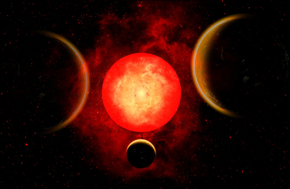 A Red Giant Star Poster Print showcasing a vibrant celestial scene.