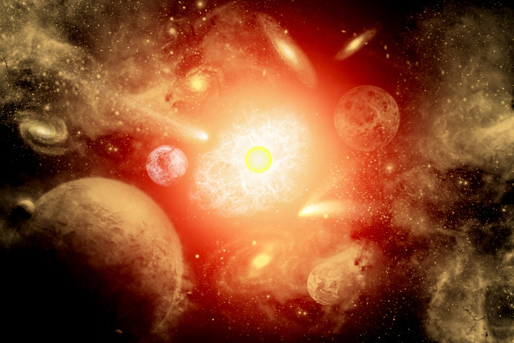View of a Distant Part of the Galaxy Poster Print showcasing vibrant cosmic colors.