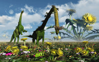 Conceptual Dinosaur Garden Poster Print featuring vibrant colors and imaginative design.