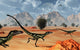 Dilong tyrannosaurid dinosaurs hunting poster print showcasing prehistoric life.