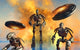 Giant Robot Force on the Attack Poster Print showing dynamic action.