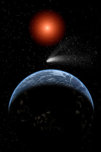 A Comet Passing the Earth on Its Return Journey from Around the Sun Poster Print