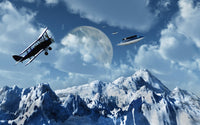 1930s DH 82 Tiger Moth Biplane Encountering UFOs Poster Print
