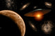 UFO on its journey through the galaxy poster print