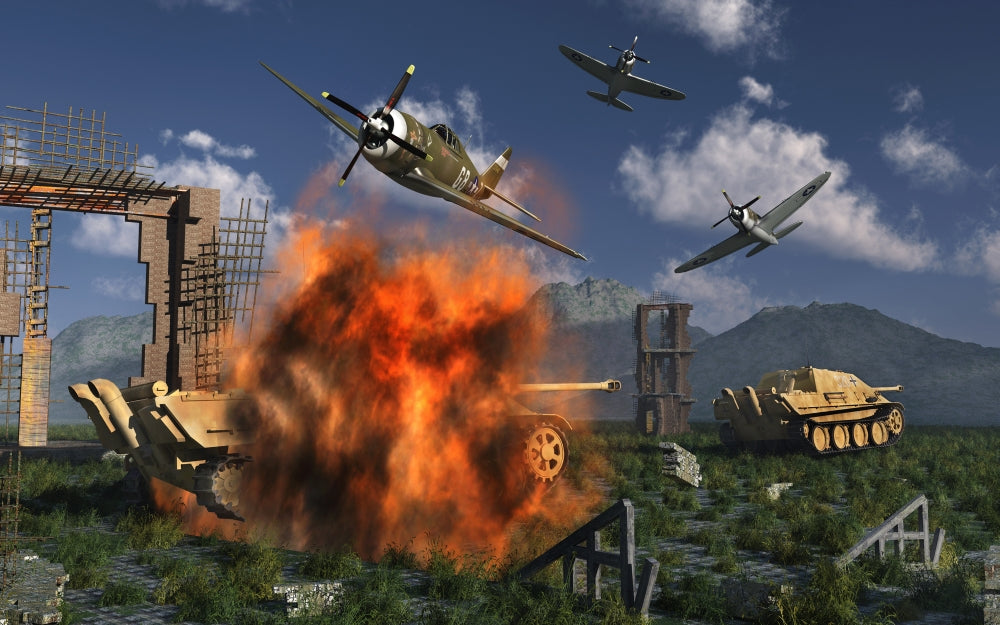 American P-47 Thunderbolts Poster Print depicting WWII aerial combat.