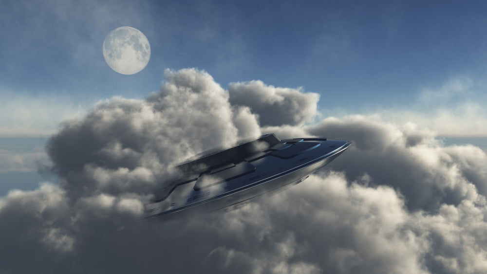 UFO Hiding in a Dense Cloud Formation Poster Print