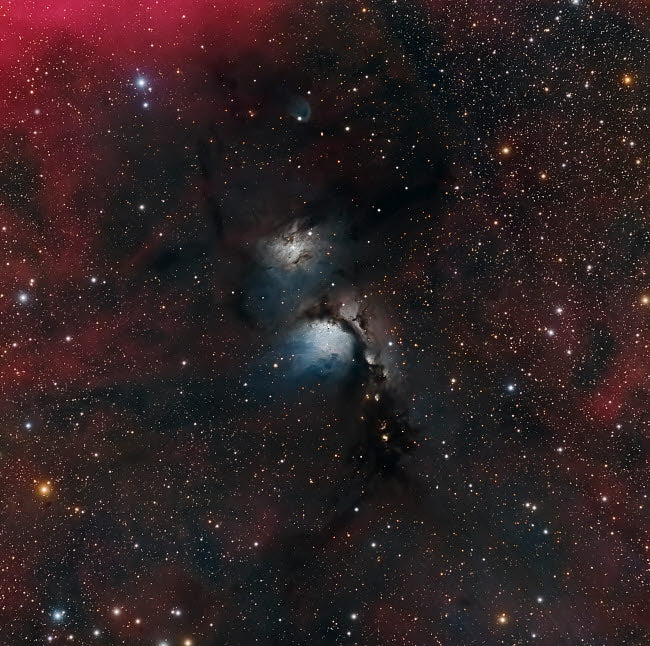 Messier 78 Reflection Nebula Poster Print by Michael Miller, colorful cosmic artwork.